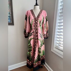 Farm Rio Long Sleeve Midi Dress